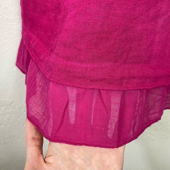Allegra Masetti Firenze Fuchsia Pink Soft Linen Knee Length Summer Shift Dress S - Picture 7 of 7
